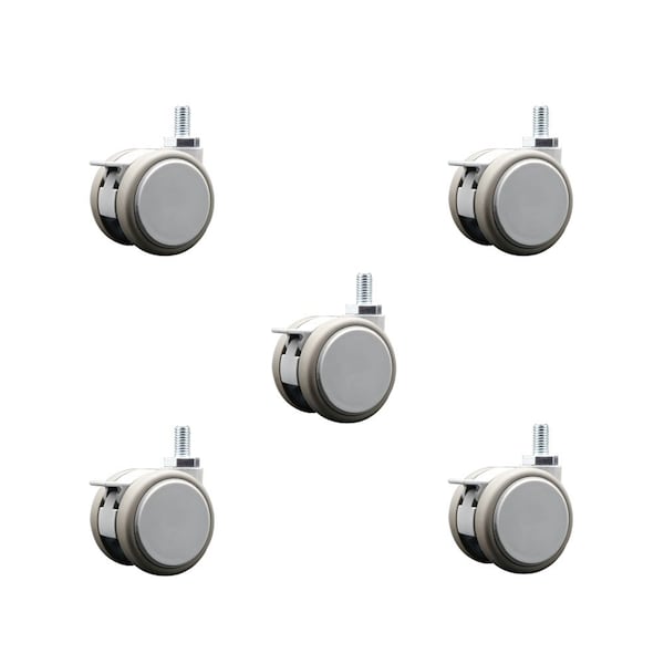 Service Caster 2 Inch MRI Safe Casters with Brakes, 3/8 Inch Threaded Stem, Set of 5, SCC, 5PK SCC-TS02S50-TPR-GRY-B-381634-MRI-5 - main